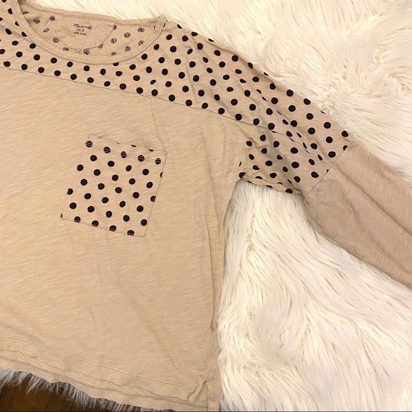 Madewell Tops - Madewell cream polka dot long sleeve shirt small